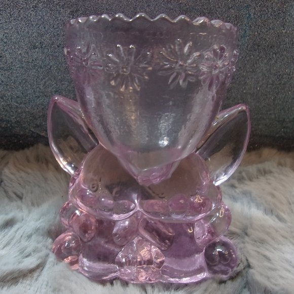 H-139 VINTAGE WILKERSON GLASS BUNNY RABBIT EGG HOLDER IN PINK - Picture 13 of 13